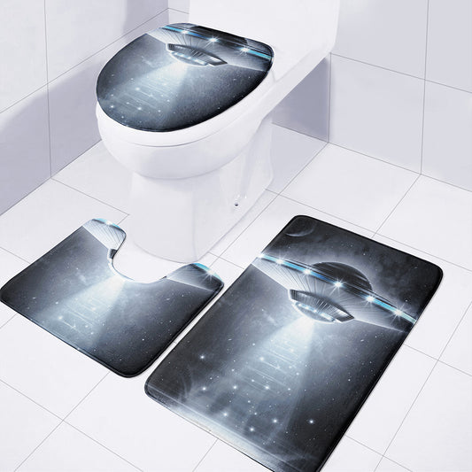 Dark Night UFO Print 3 Piece Bath Mat Set
