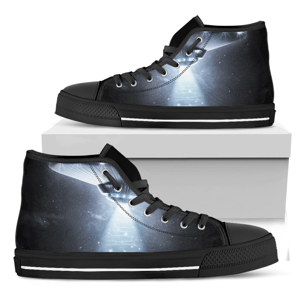 Dark Night UFO Print Black High Top Shoes