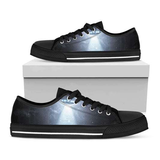 Dark Night UFO Print Black Low Top Shoes