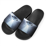 Dark Night UFO Print Black Slide Sandals