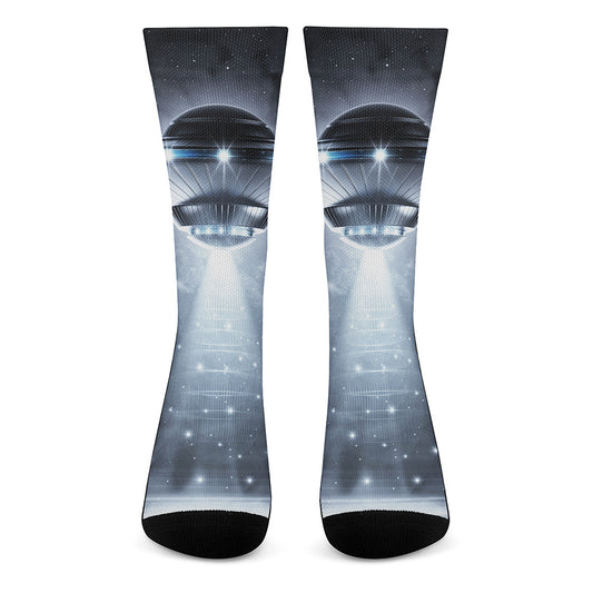 Dark Night UFO Print Crew Socks