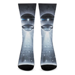 Dark Night UFO Print Crew Socks