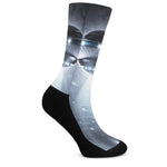 Dark Night UFO Print Crew Socks
