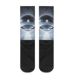 Dark Night UFO Print Crew Socks