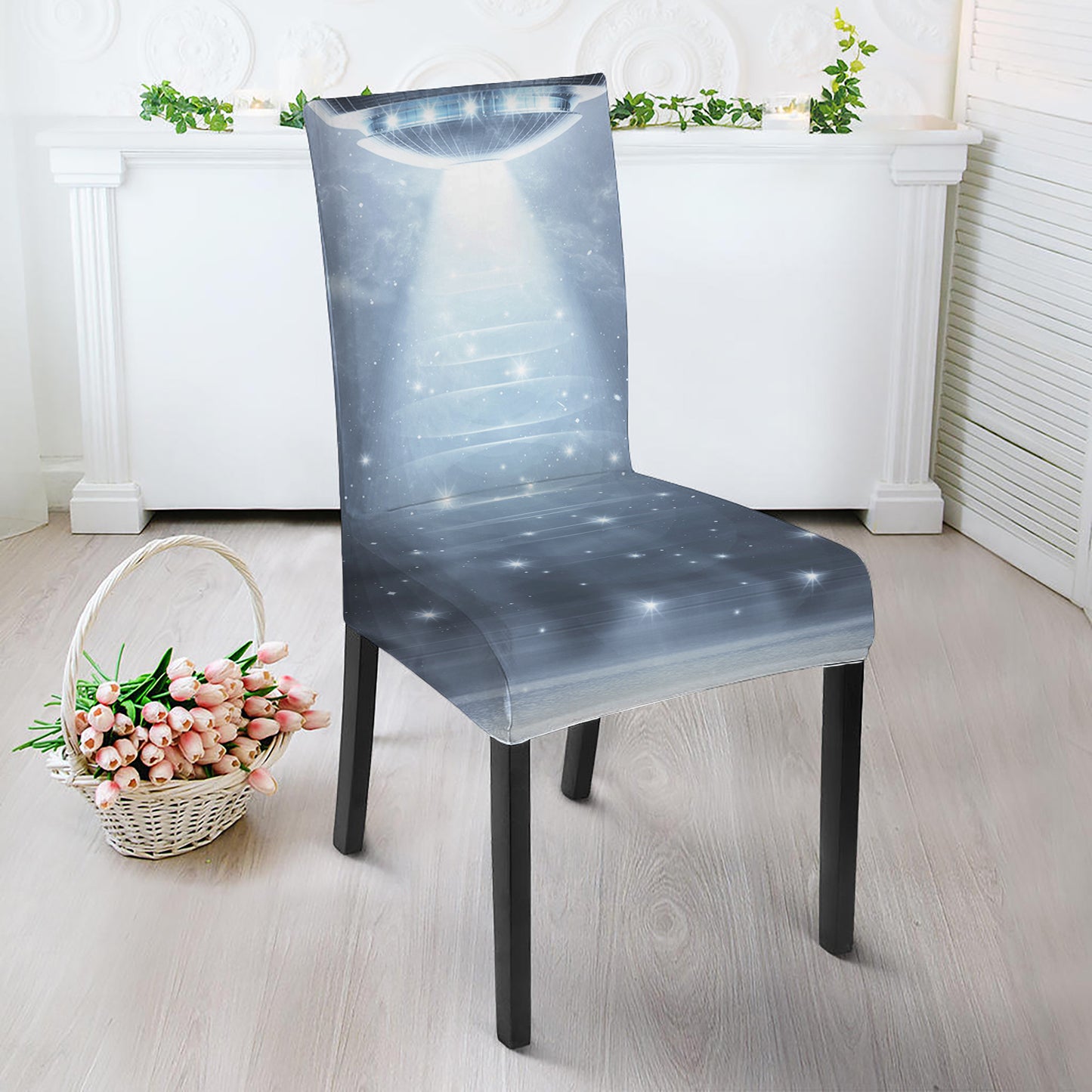 Dark Night UFO Print Dining Chair Slipcover