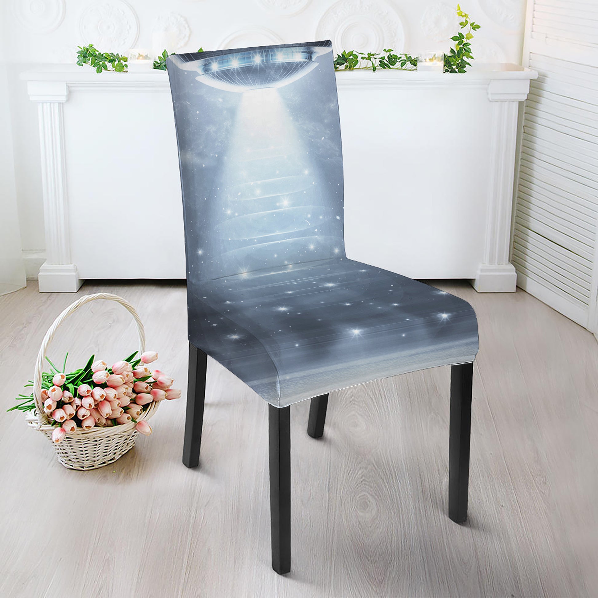 Dark Night UFO Print Dining Chair Slipcover