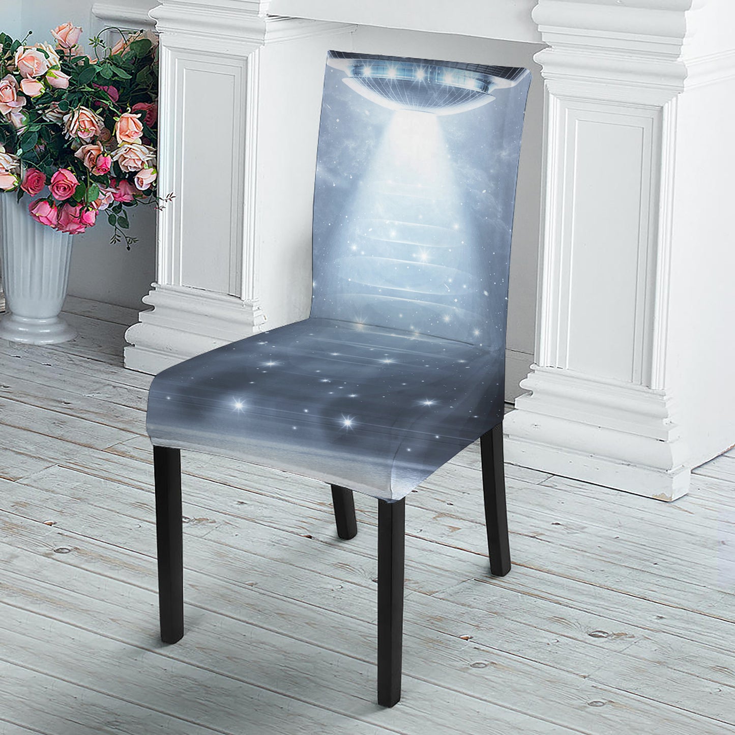 Dark Night UFO Print Dining Chair Slipcover