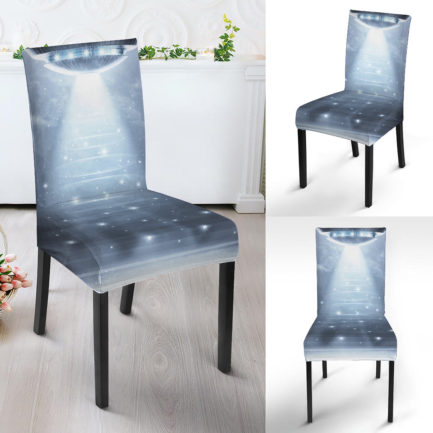 Dark Night UFO Print Dining Chair Slipcover