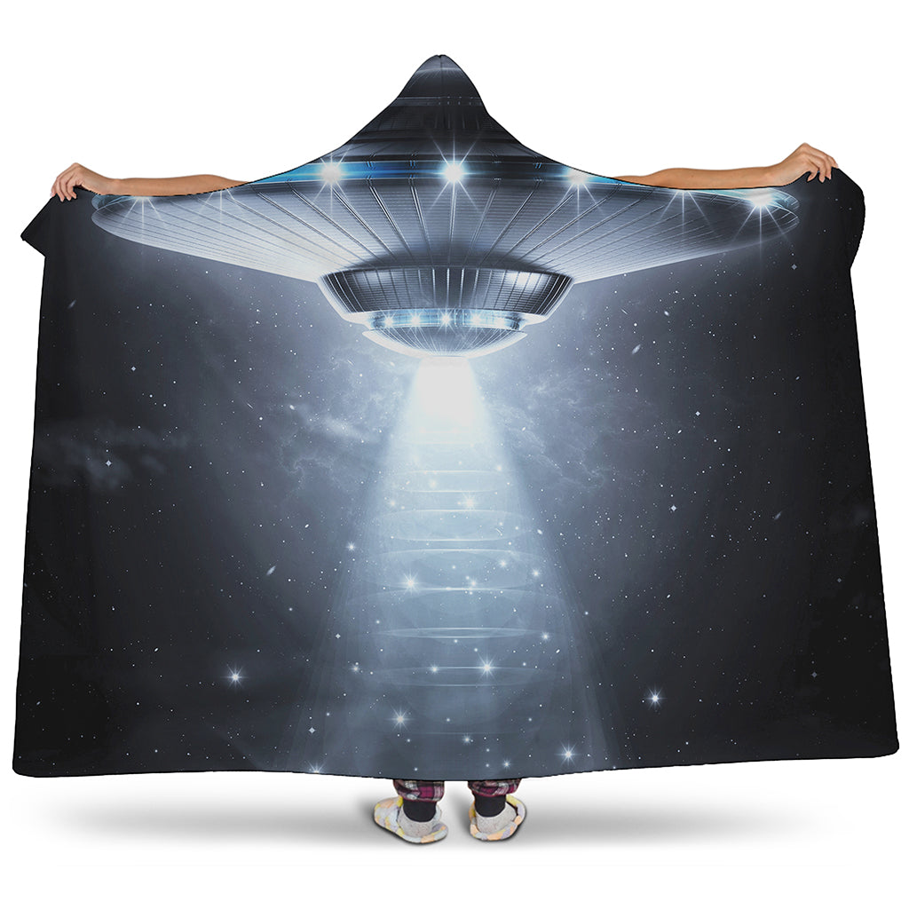 Dark Night UFO Print Hooded Blanket
