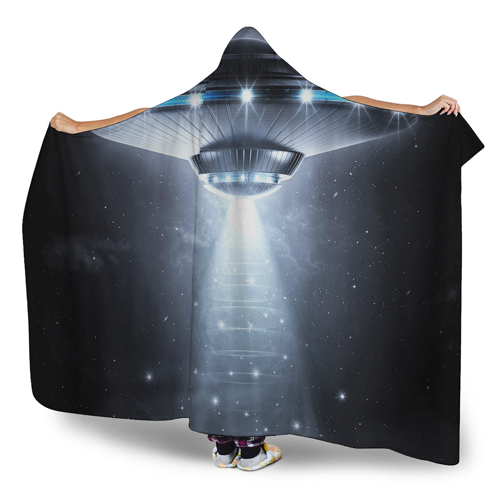 Dark Night UFO Print Hooded Blanket