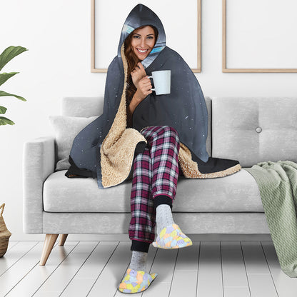 Dark Night UFO Print Hooded Blanket