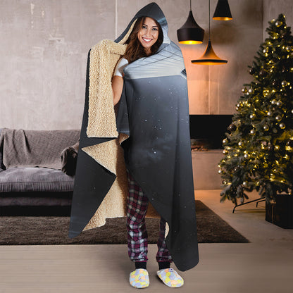 Dark Night UFO Print Hooded Blanket