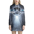 Dark Night UFO Print Pullover Hoodie Dress