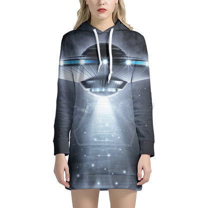 Dark Night UFO Print Hoodie Dress