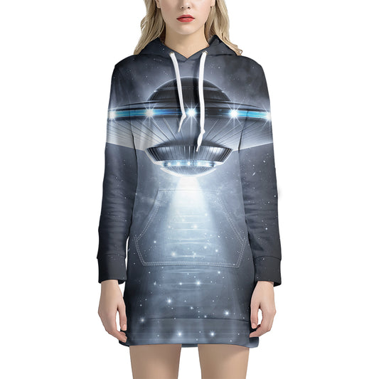 Dark Night UFO Print Hoodie Dress