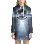 Dark Night UFO Print Hoodie Dress
