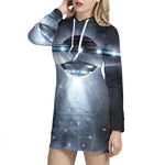 Dark Night UFO Print Hoodie Dress