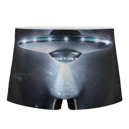 Dark Night UFO Print Men's Boxer Briefs