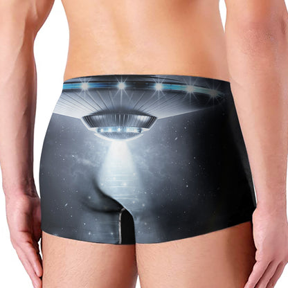 Dark Night UFO Print Men's Boxer Briefs