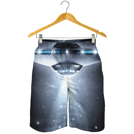 Dark Night UFO Print Men's Shorts