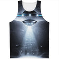 Dark Night UFO Print Men's Tank Top