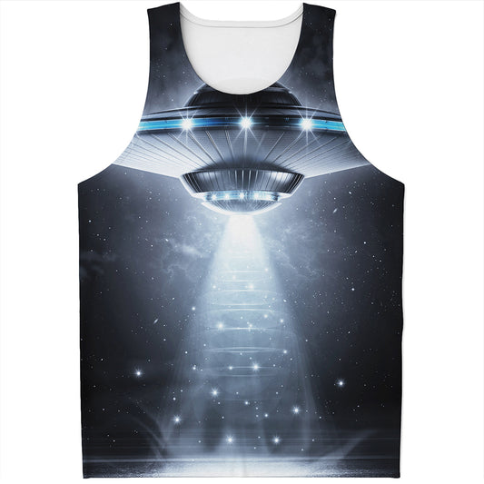 Dark Night UFO Print Men's Tank Top