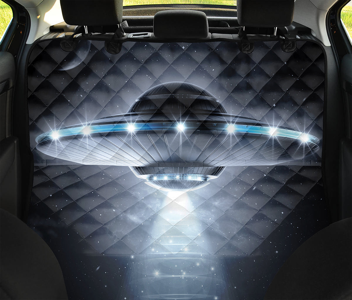 Dark Night UFO Print Pet Car Back Seat Cover