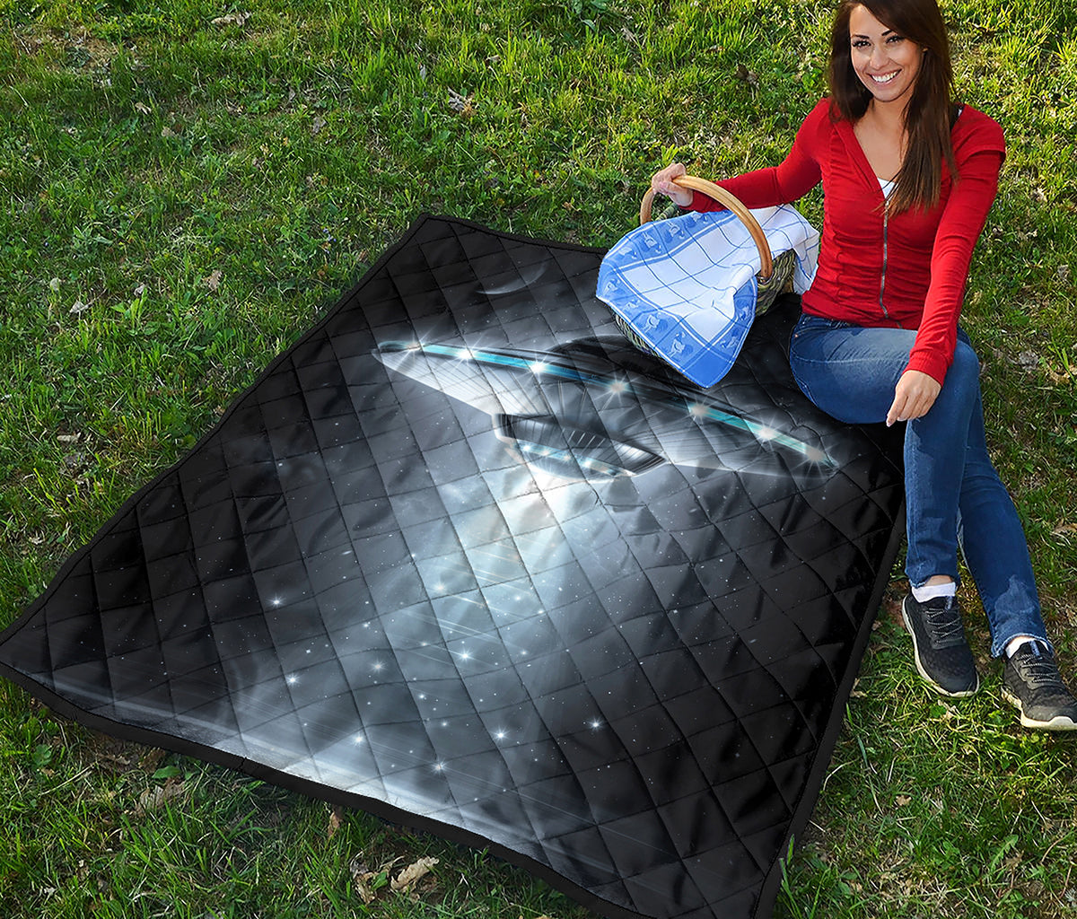 Dark Night UFO Print Quilt