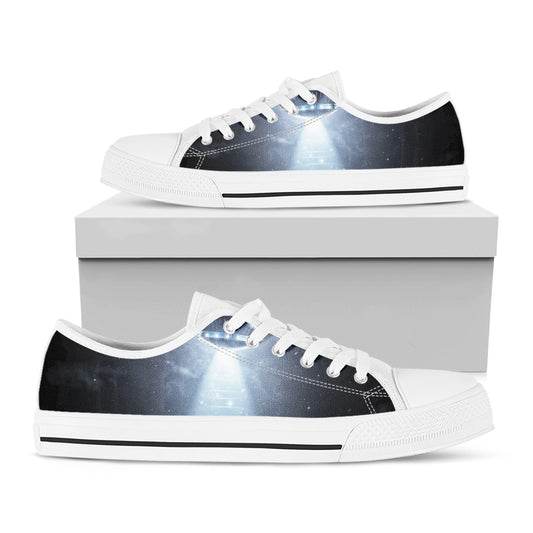 Dark Night UFO Print White Low Top Shoes