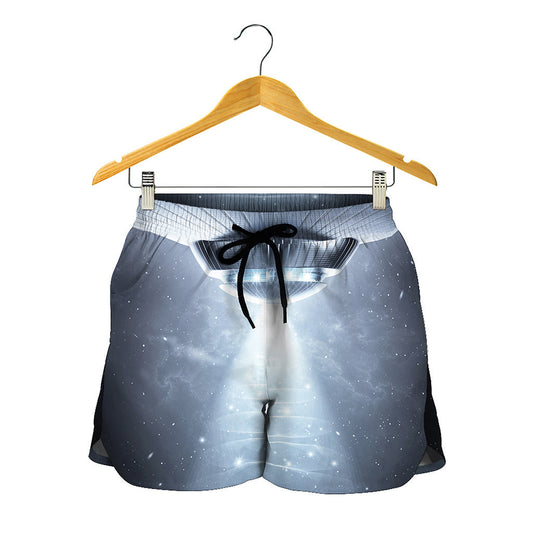 Dark Night UFO Print Women's Shorts