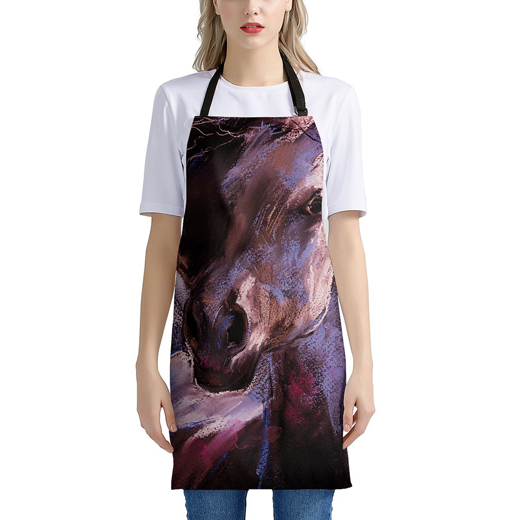 Dark Pink Horse Painting Print Apron