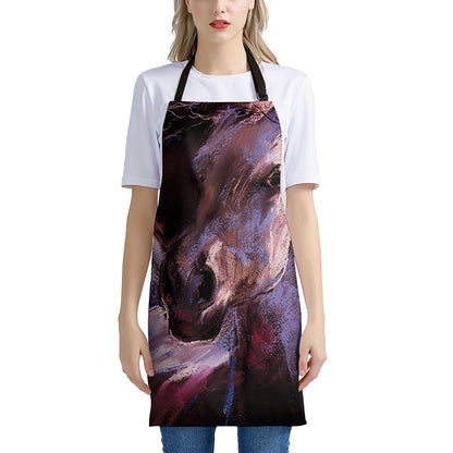 Dark Pink Horse Painting Print Apron