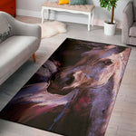 Dark Pink Horse Painting Print Area Rug