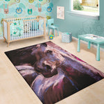 Dark Pink Horse Painting Print Area Rug