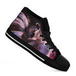 Dark Pink Horse Painting Print Black High Top Shoes