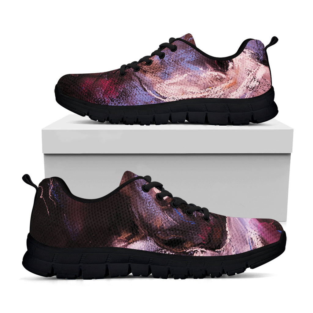Dark Pink Horse Painting Print Black Sneakers