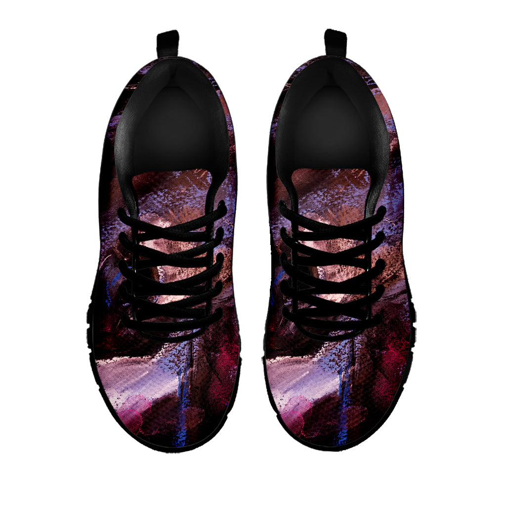 Dark Pink Horse Painting Print Black Sneakers
