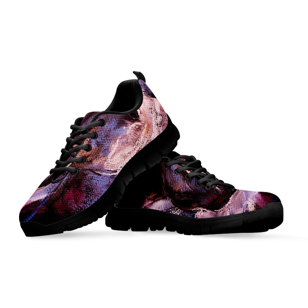 Dark Pink Horse Painting Print Black Sneakers