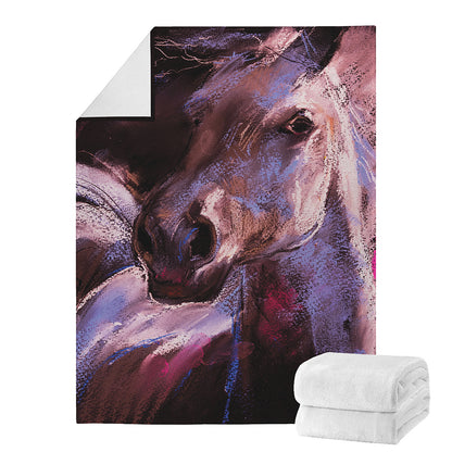 Dark Pink Horse Painting Print Blanket