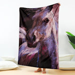 Dark Pink Horse Painting Print Blanket