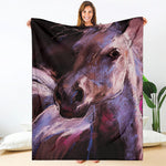 Dark Pink Horse Painting Print Blanket