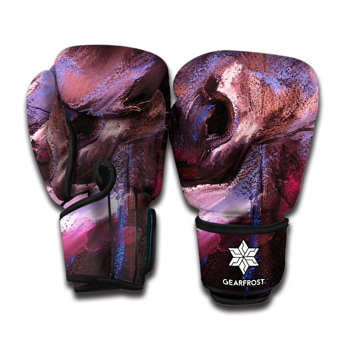 Dark Pink Horse Painting Print Boxing Gloves