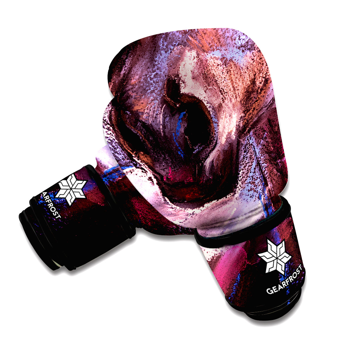 Dark Pink Horse Painting Print Boxing Gloves