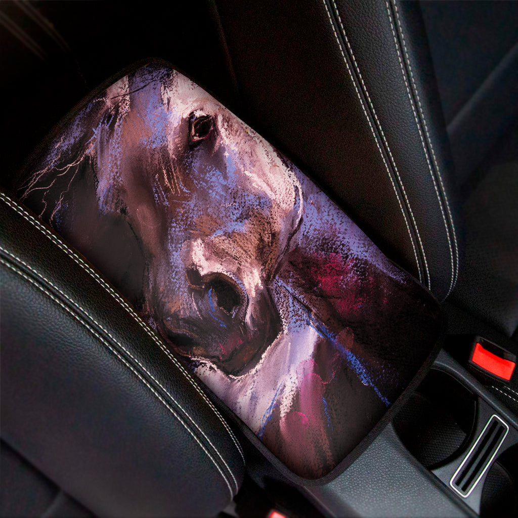 Dark Pink Horse Painting Print Car Center Console Cover
