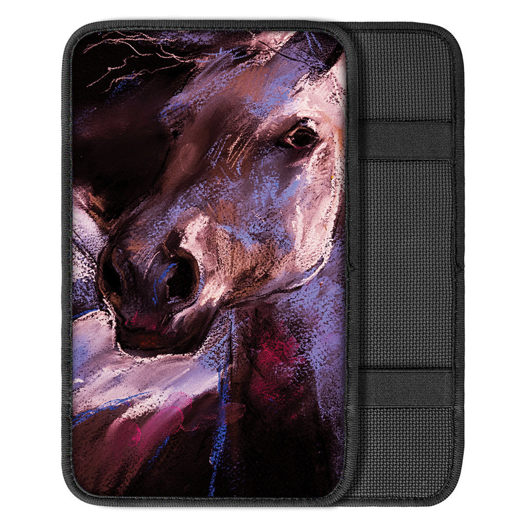 Dark Pink Horse Painting Print Car Center Console Cover