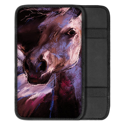 Dark Pink Horse Painting Print Car Center Console Cover