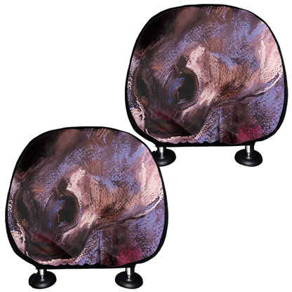 Dark Pink Horse Painting Print Car Headrest Covers