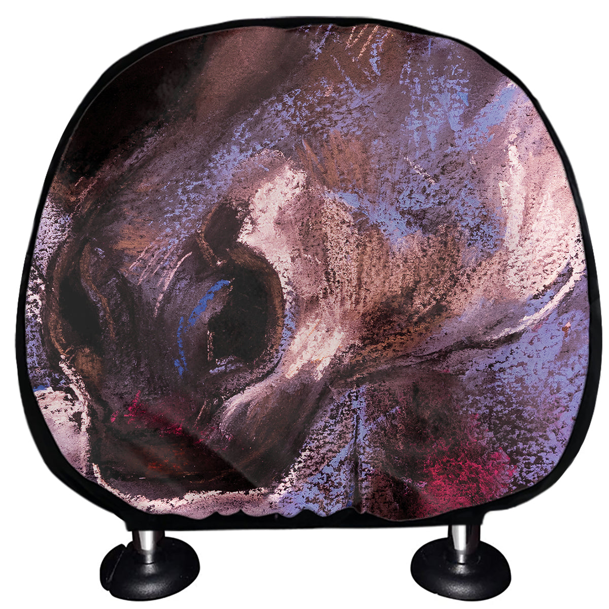 Dark Pink Horse Painting Print Car Headrest Covers