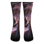 Dark Pink Horse Painting Print Crew Socks
