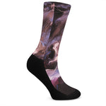 Dark Pink Horse Painting Print Crew Socks